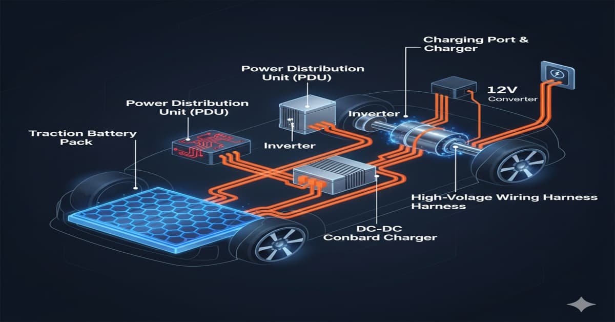 Electric car high voltage power delivery efficiency.