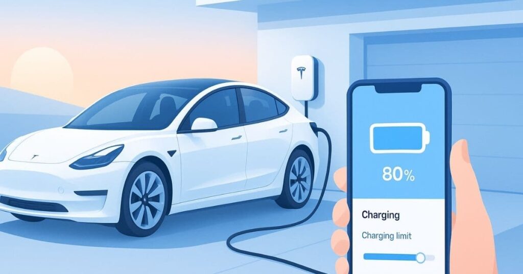 Tesla charging at home with battery limit set to 80%