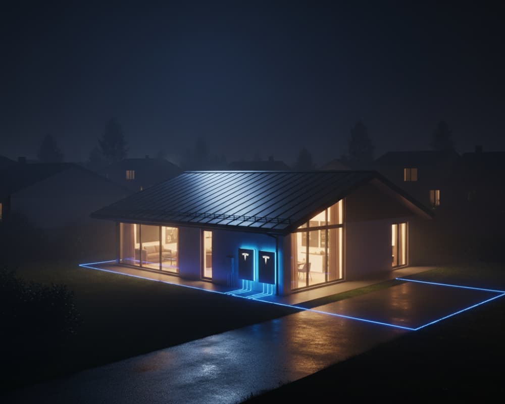 Tesla app managing Solar Roof and Powerwall efficiency.