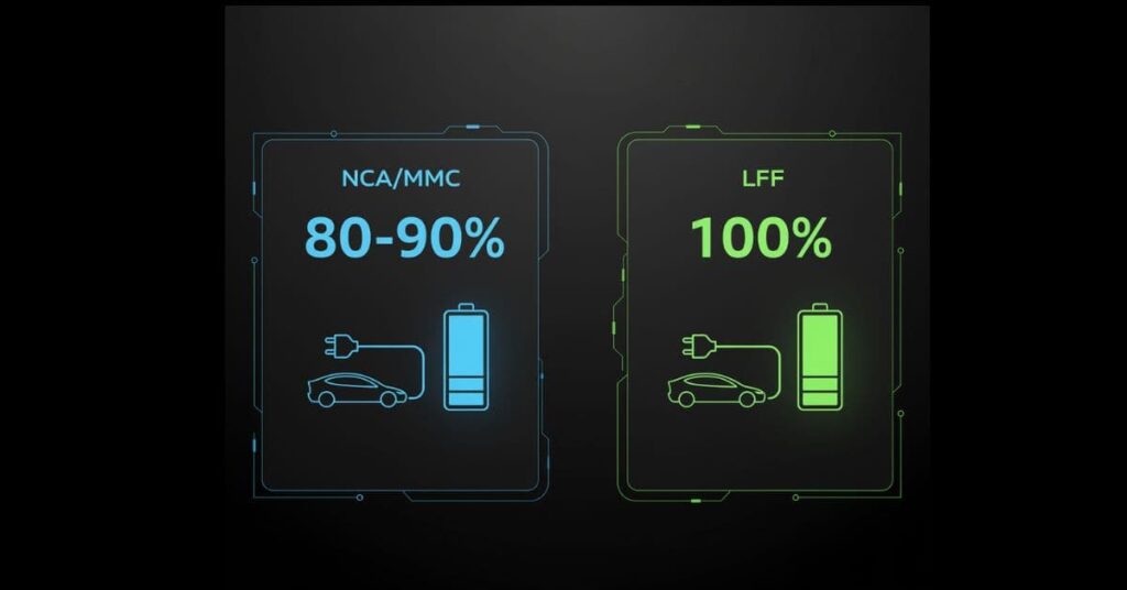 Tesla battery NCA NMC LFP charging and long-term lifespan