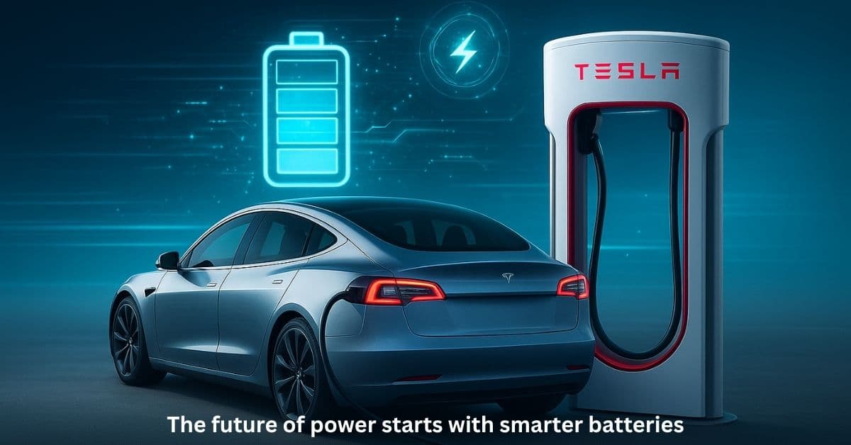 Tesla car charging showing 2025 battery technology innovations